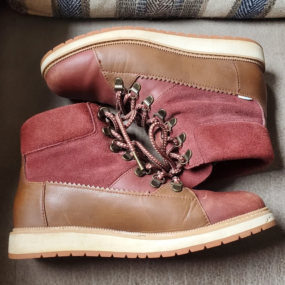 TOMS Womens Mesa Waterproof Leather Boots - Brown Size 8 - Picture 5 of 9